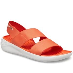 CROCS LiteRide Fresco Sling Back Vibrant Orange Strappy Sandals Sz 10